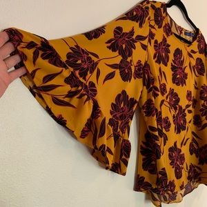 Floral yellow, black & pink blouse - Like New! Worn once Apt 9 XL